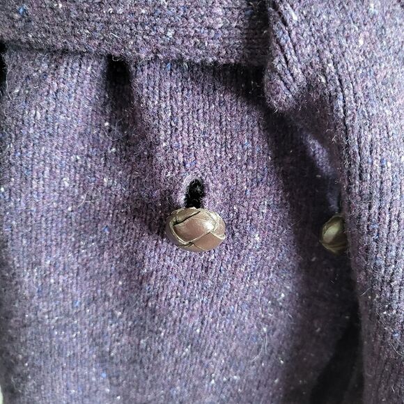 Purple Wool Silk Blend Belted Button down Collar Oversized Sleeve Cardigan S - Picture 6 of 14